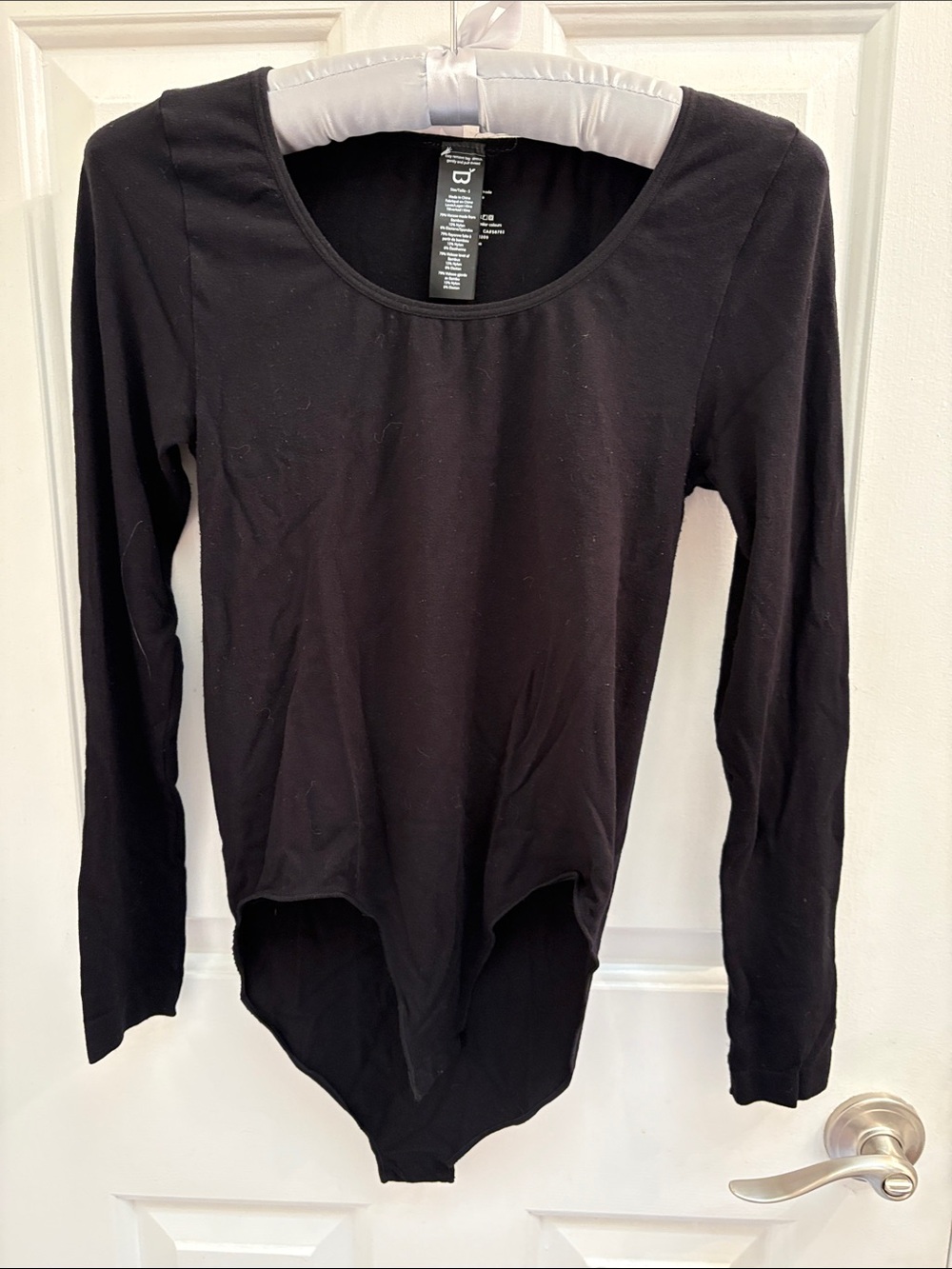 Boody Black Long-Sleeve Scoop Neck Bodysuit